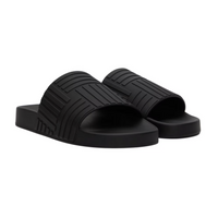 Bottega Veneta Embossed Rubber Slides Black