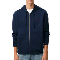 Ami Paris De Coeur Zip Hoodie Navy