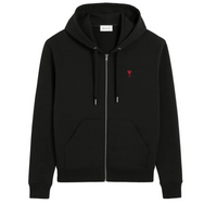 Ami Paris De Coeur Zip Hoodie Black