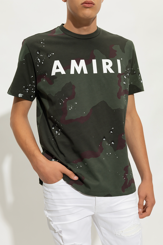 Amiri Camouflage Paint Splatter Logo T-Shirt