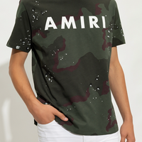 Amiri Camouflage Paint Splatter Logo T-Shirt