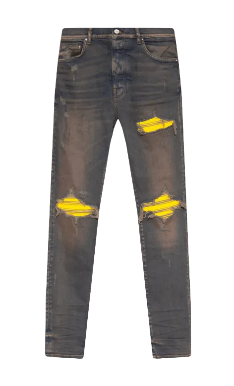 Amiri MX1 Ultrasuede Dark Indigo Yellow
