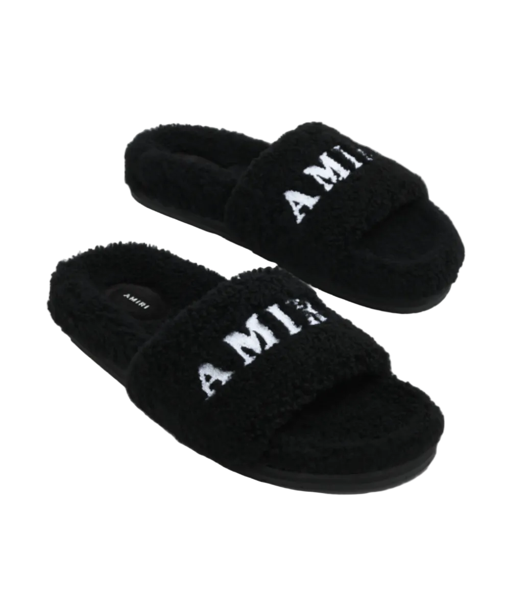 Amiri Logo Shearling Slippers