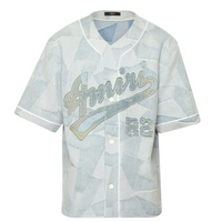 Amiri Patchwork Baseball Shirt Stone