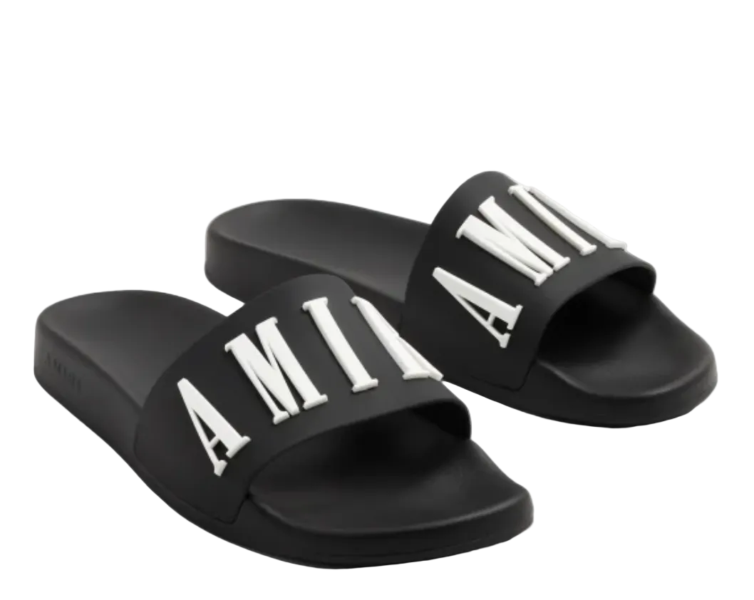Amiri Logo Pool Slide Black