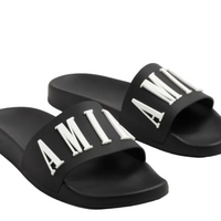 Amiri Logo Pool Slide Black