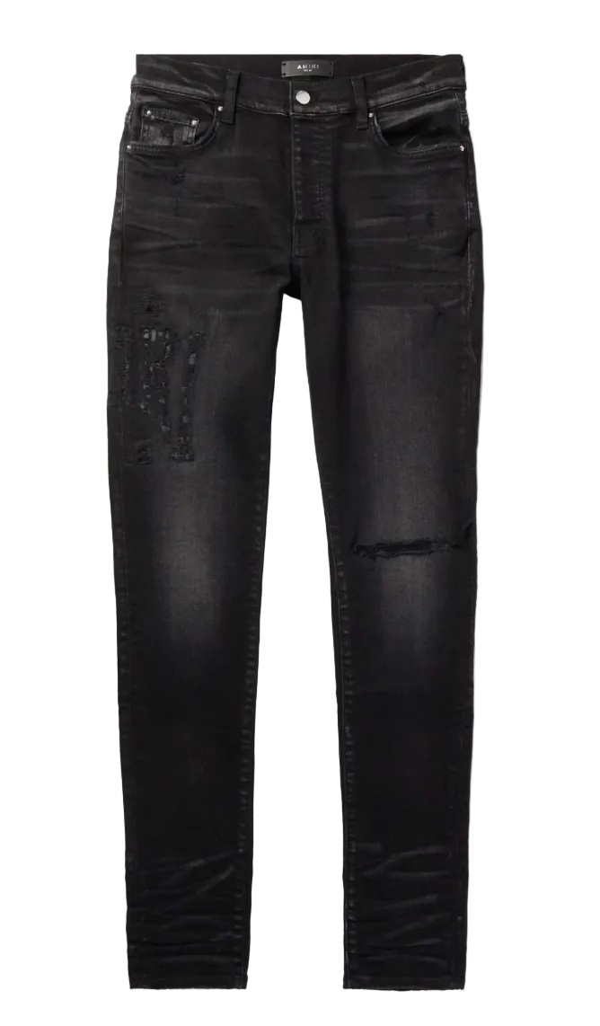 Amiri Distressed Amiri Logo Jean Aged Black