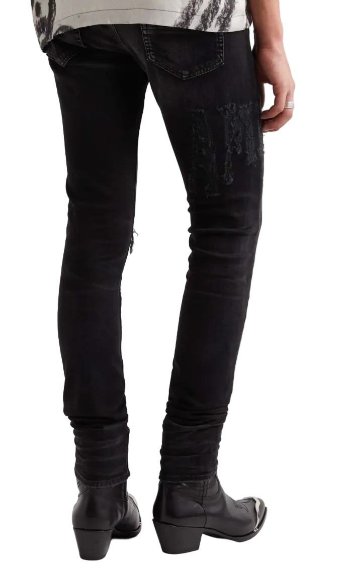 Amiri Distressed Amiri Logo Jean Aged Black