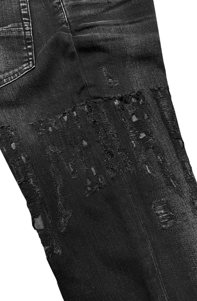 Amiri Distressed Amiri Logo Jean Aged Black