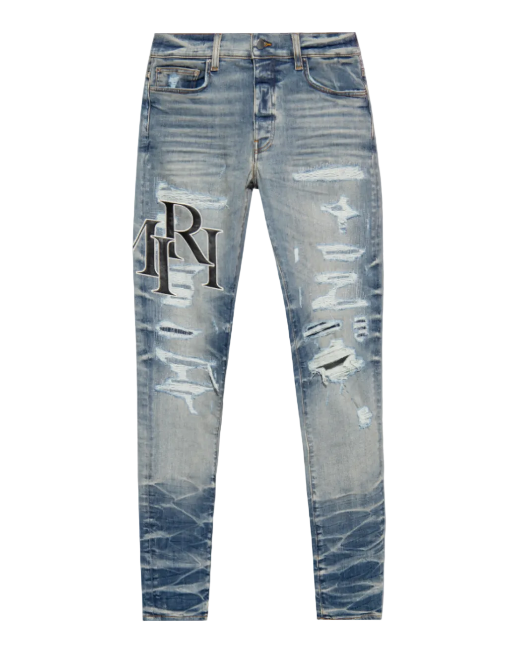 Amiri Staggered Logo Jeans Vintage Indigo
