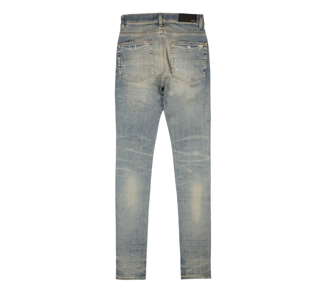 Amiri MX1 Neon Plaid Clay Indigo Jeans