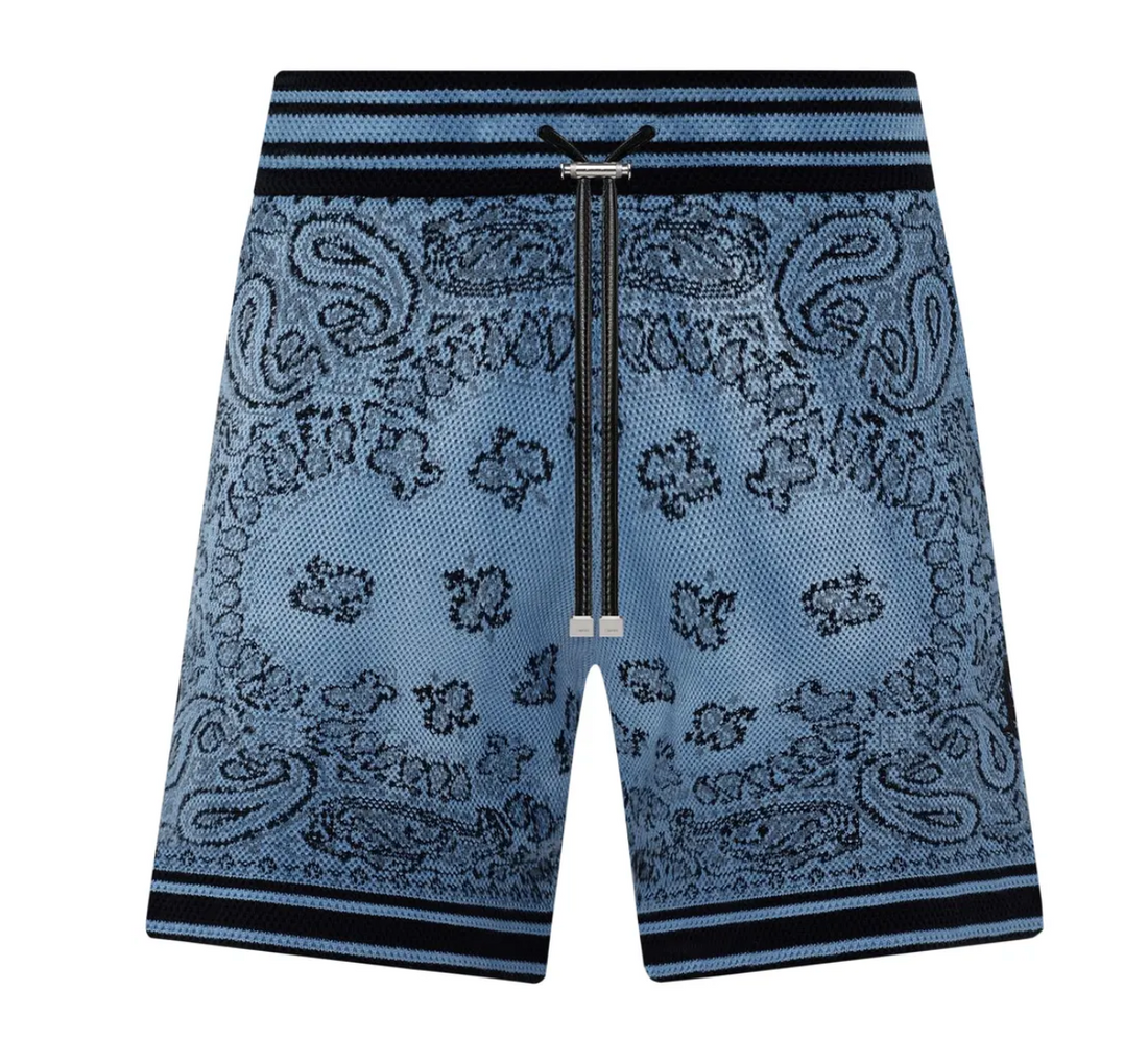 Amiri Blue Bandana Embroidery Shorts