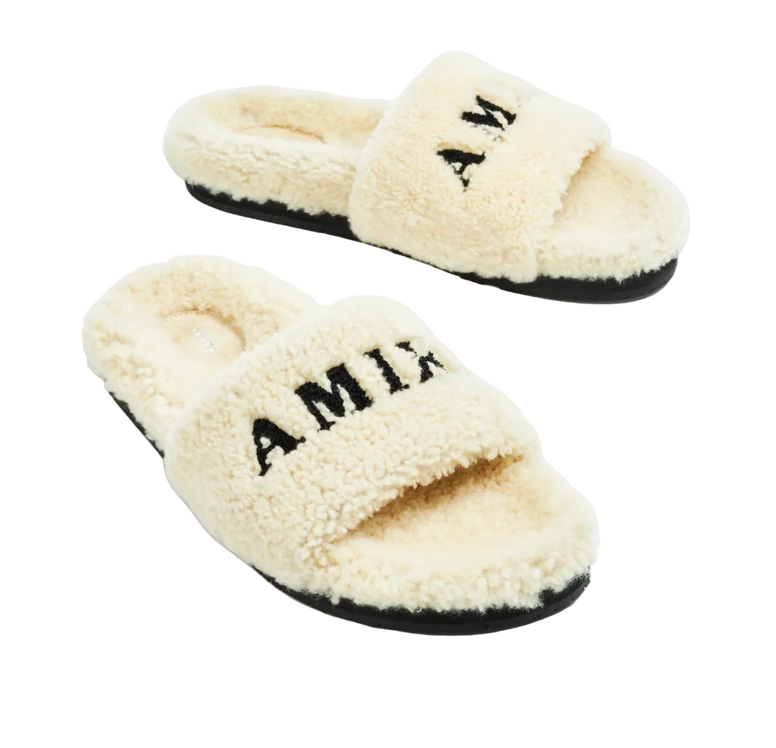 Amiri Logo Shearling Slippers