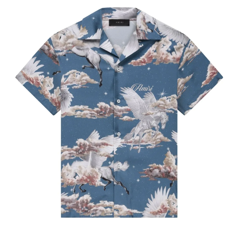 Amiri All Over Pegasus Bowling Silk Shirt