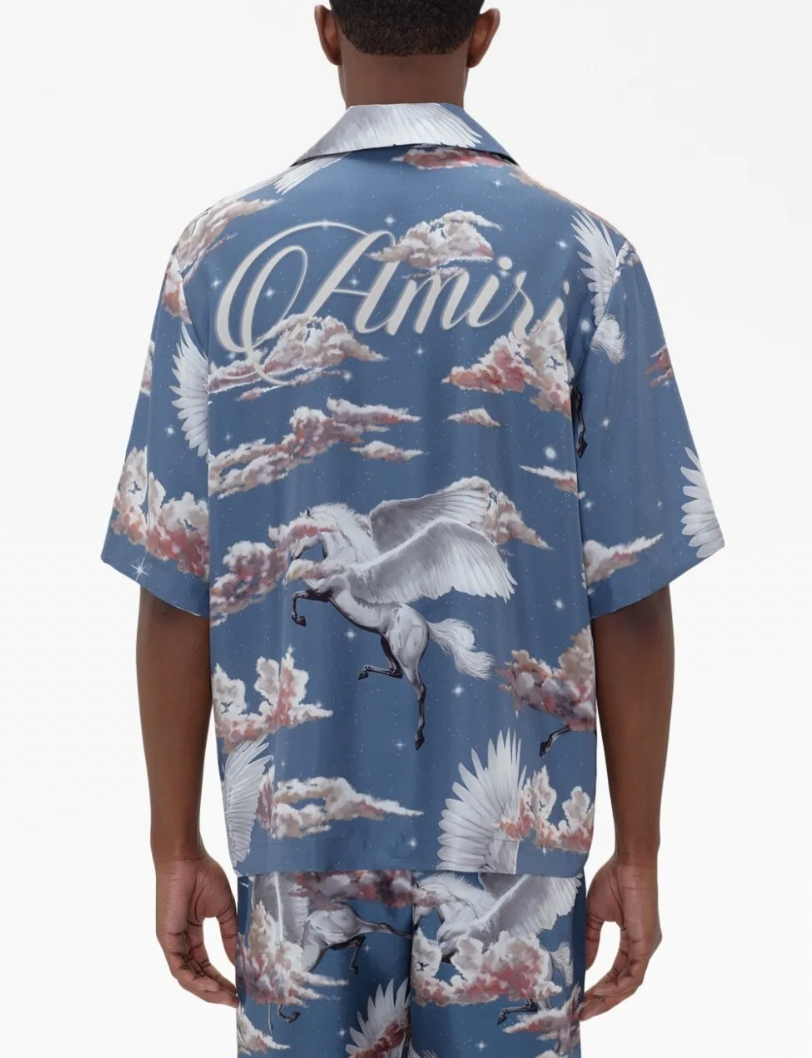 Amiri All Over Pegasus Bowling Silk Shirt