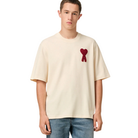 Ami Paris T-shirt Beige Red