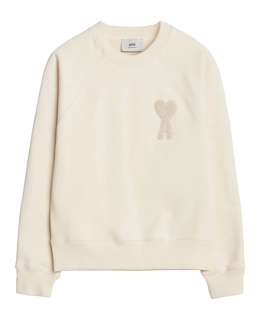 Ami Paris Sweatshirt De Coeur Beige Patch