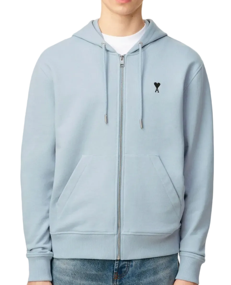 Ami Paris De Coeur Zip Hoodie Sky