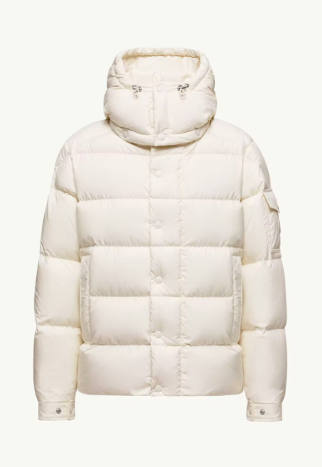 Moncler Maya 70 Hooded Short Down Jacket White