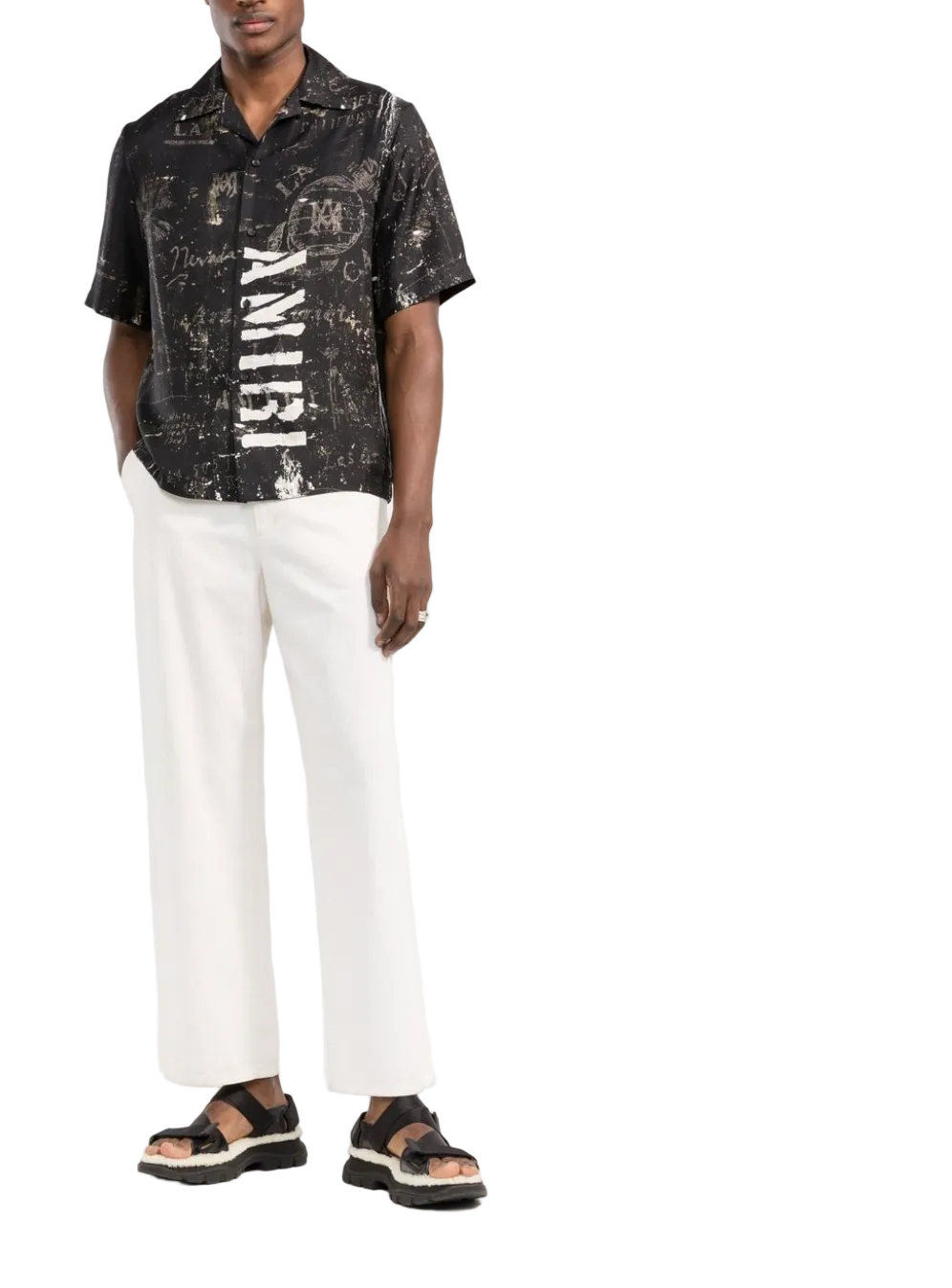 Amiri Army Stencil Camp Silk Shirt