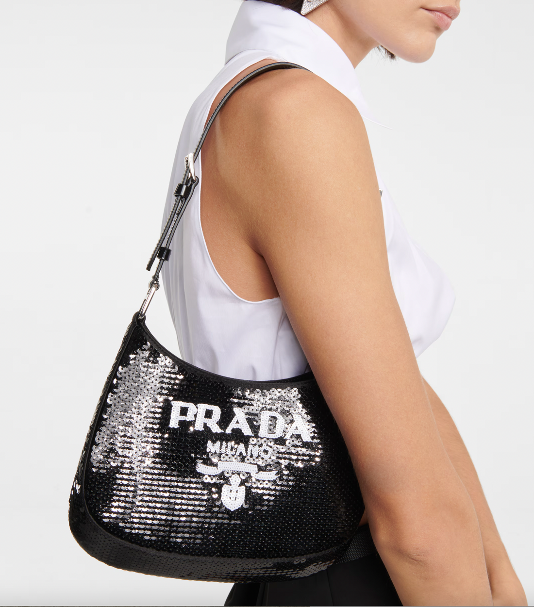Prada Cleo Small Sequined Shoulder Bag