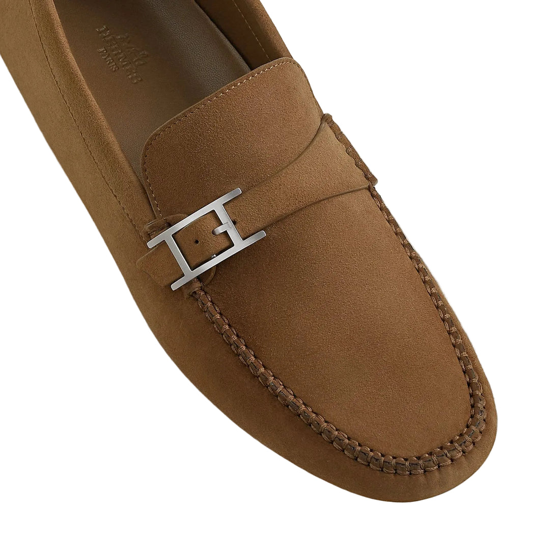 Hermes Idylle Suede Loafer Beige