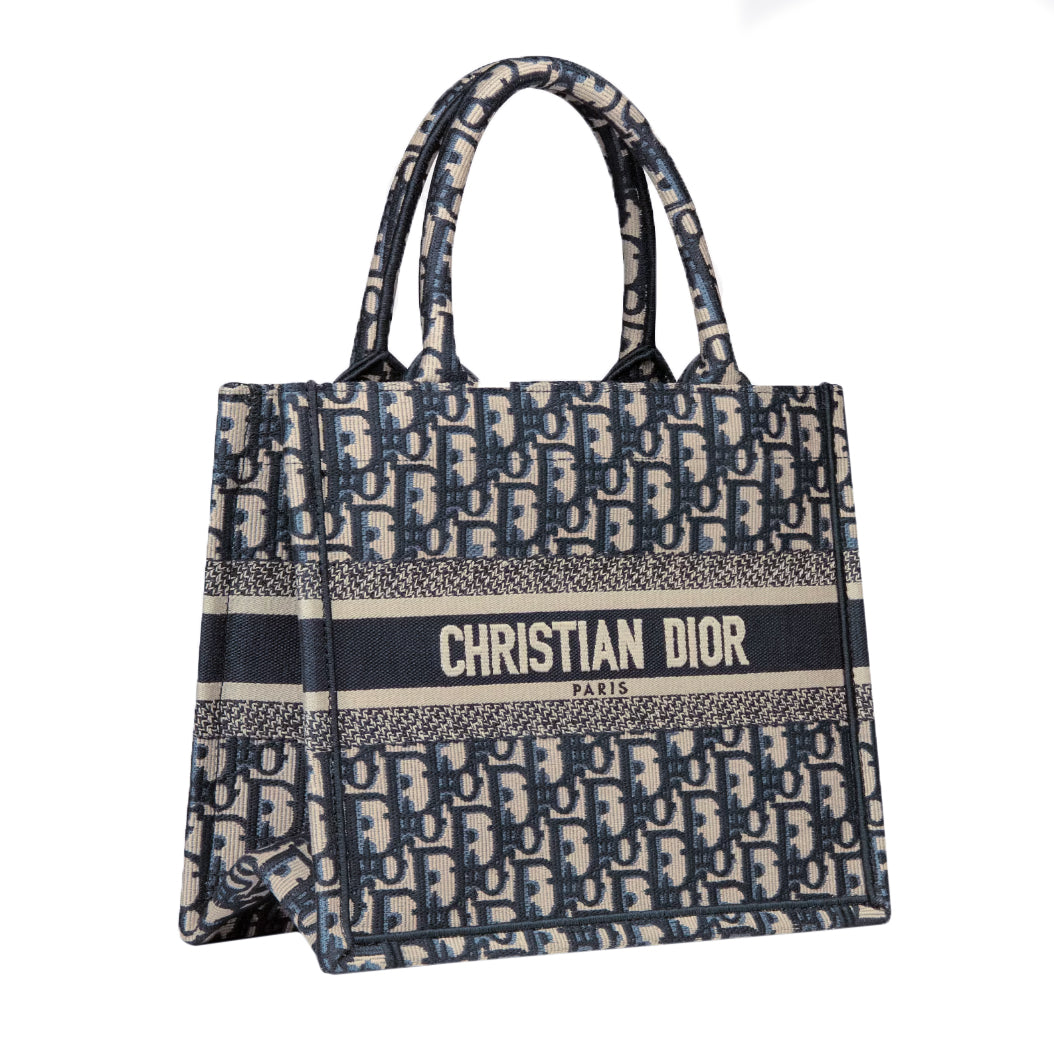 Dior Oblique Embroidery Small Book Tote Bag