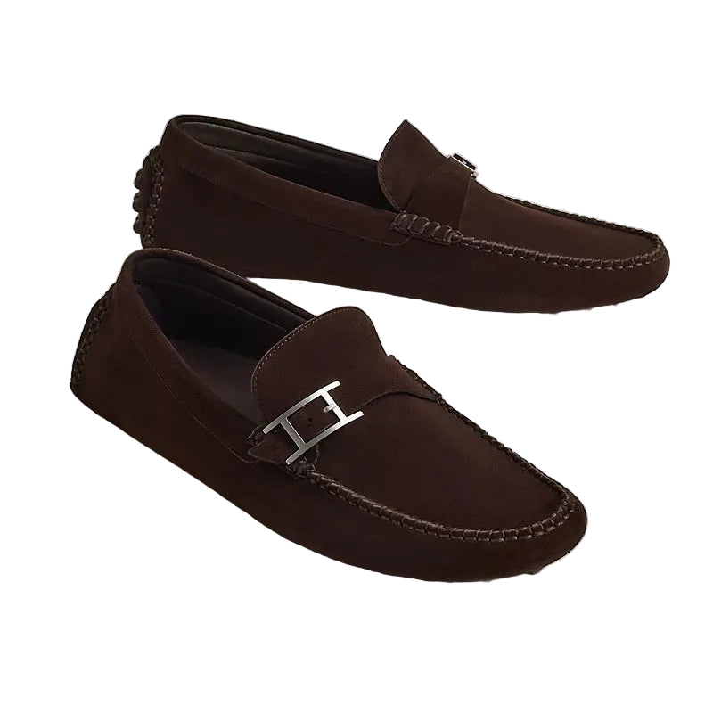 Hermes Idylle Suede Loafer Brown