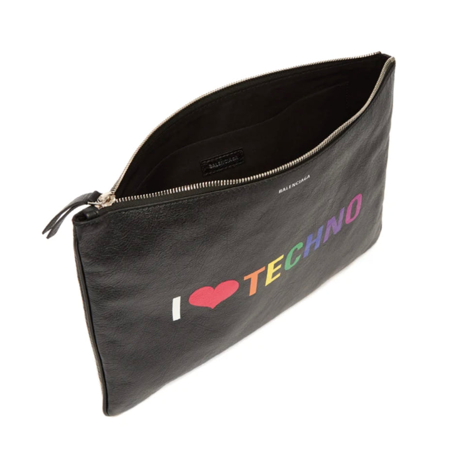 Balenciaga "I Love Techno" Leather Pouch