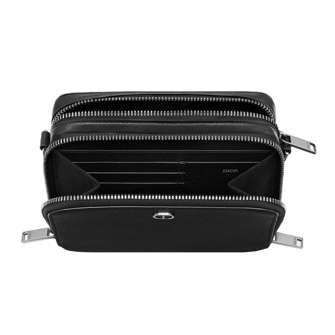 Dior Black Grained Calfskin CD Messenger Bag